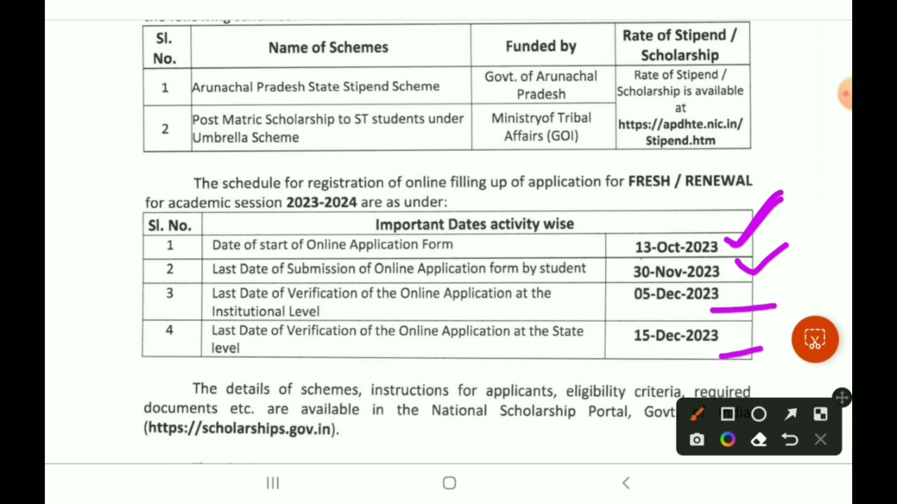Arunachal Pradesh State STIPEND & Post Matric Scholarship to ST Students under UMBRELLA Scheme || V1