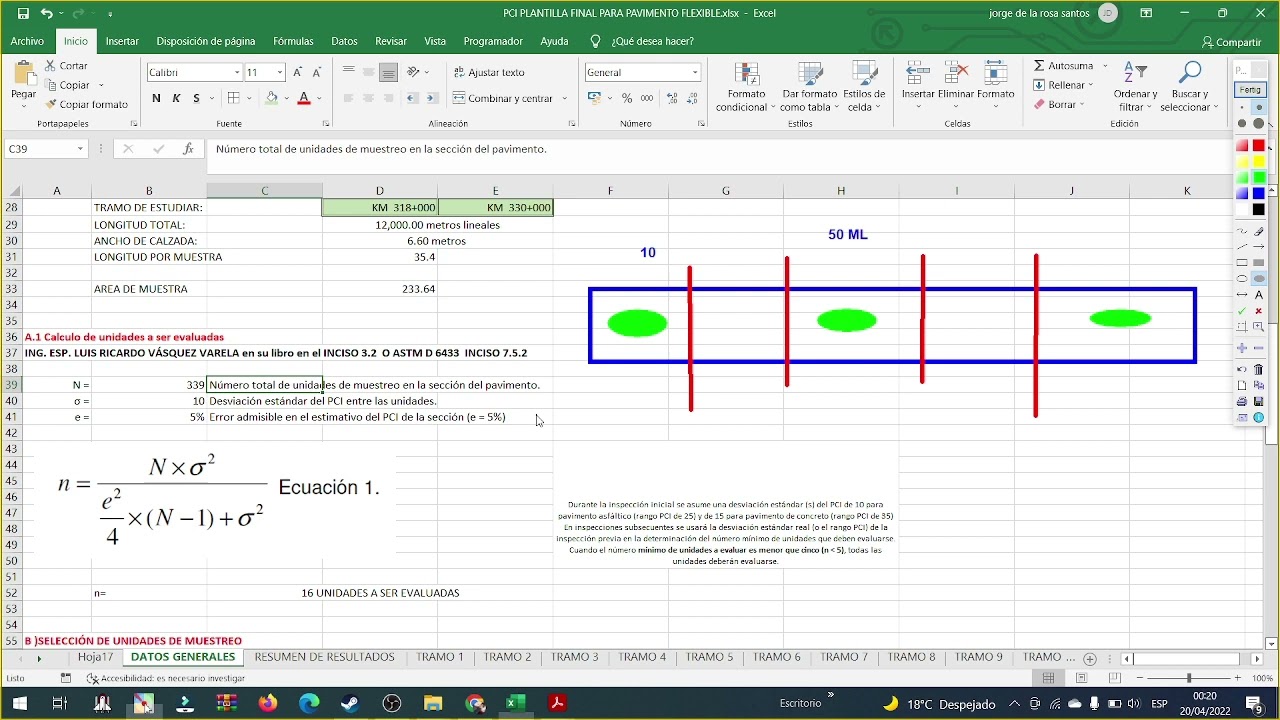 PCI - ÍNDICE DE CONDICIÓN DE PAVIMENTO PLANTILLA EXCEL 2023 👉CON ORIENTACION 100% GARANTIZADA 😬