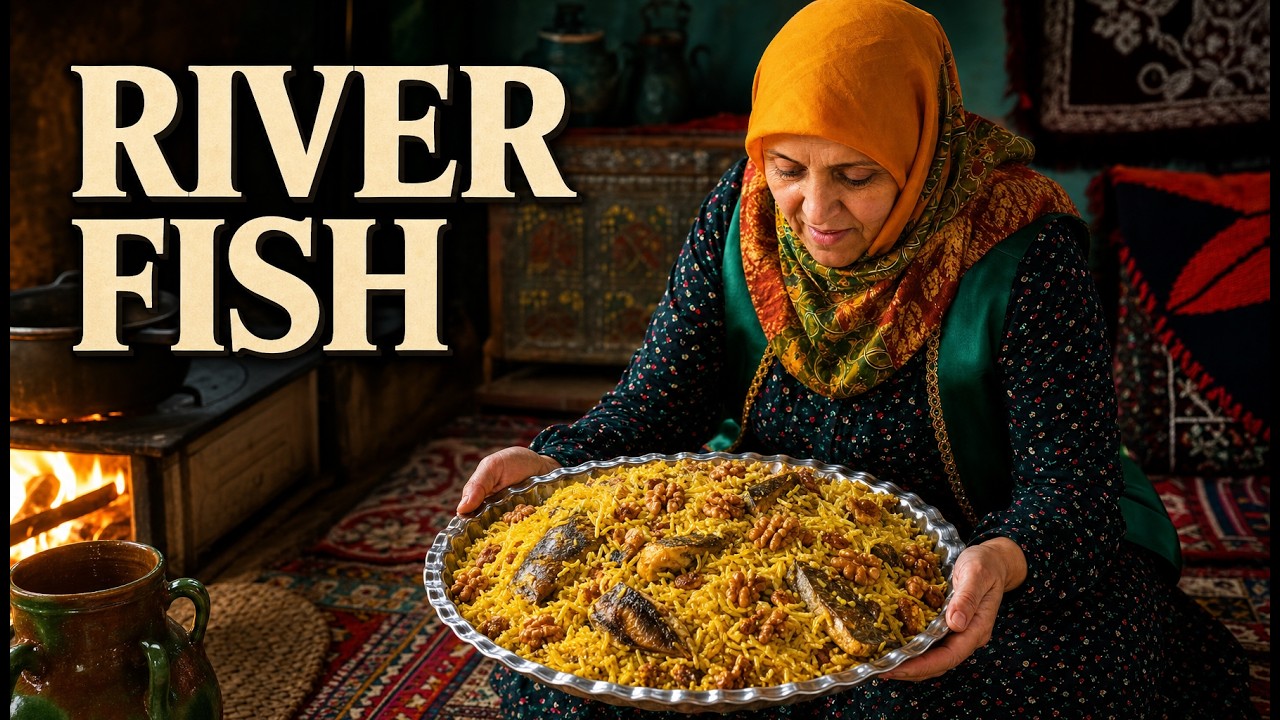 Iranian Cooking | Traditional Saffron Fish Rice Village Life