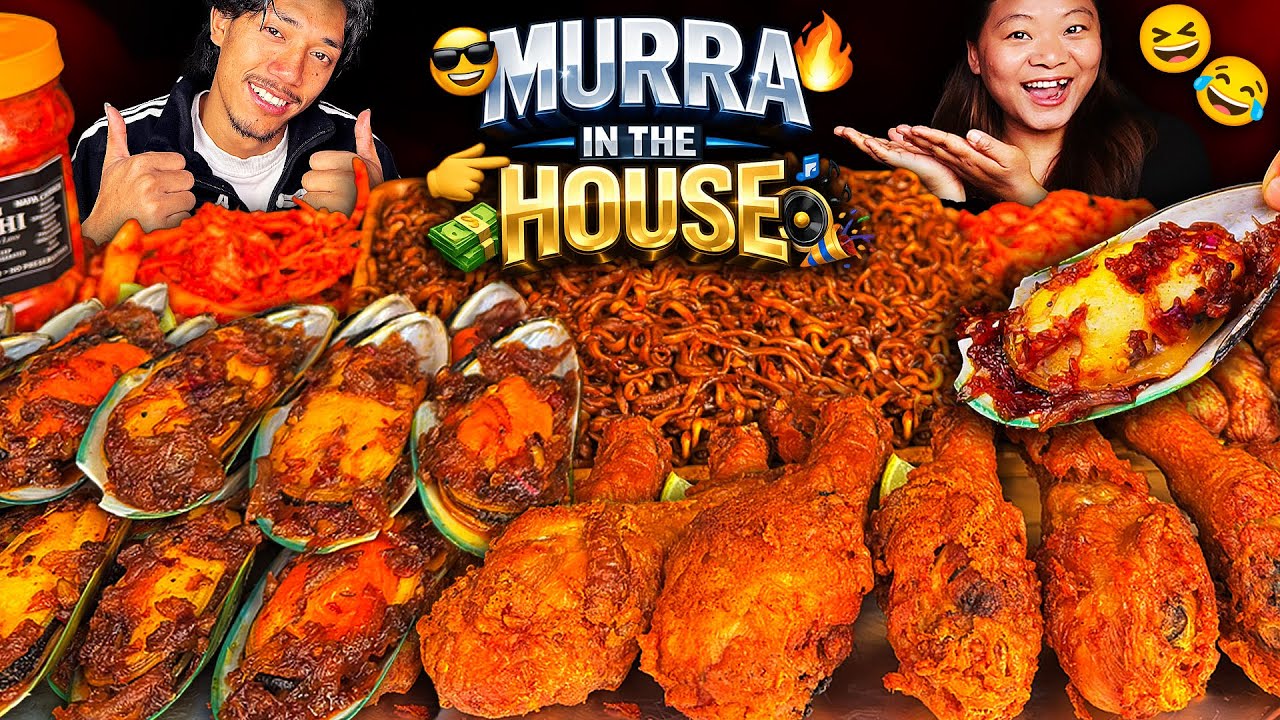 GUFFBANG w/  @Khemey 🔥 Eating Sea Food, Fried Chicken, Jajangmyeon with Kimchi Feast🤩 Nepali Mukbang