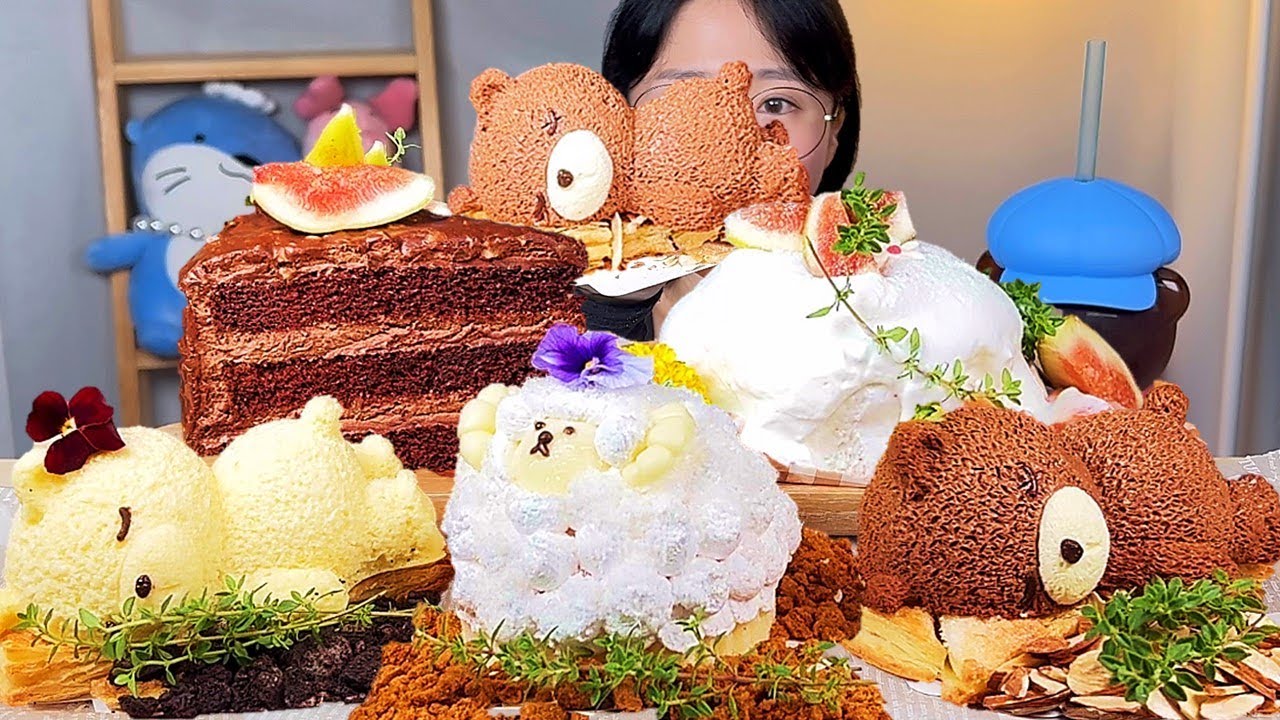 곰케이크 양케이크🐑 무화과 헤이즐넛 초콜릿 케이크 디저트 먹방 Dessert Mukbang