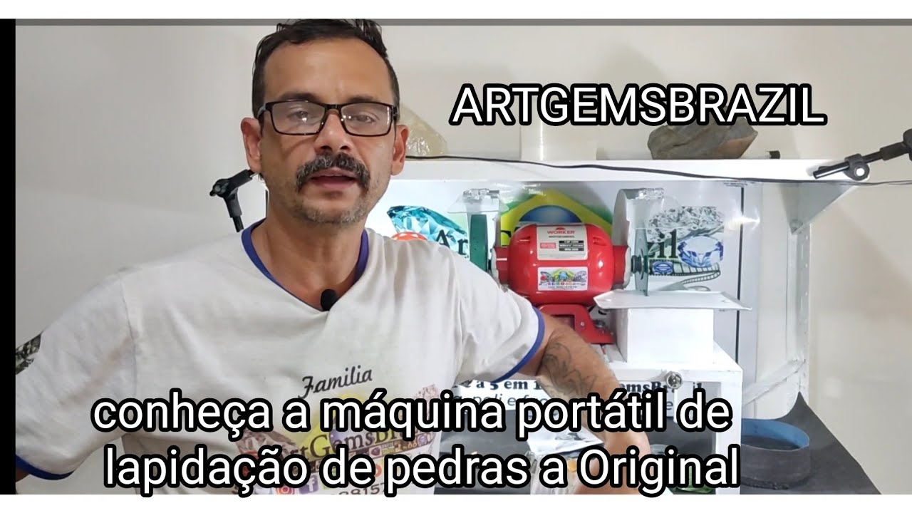 ARTGEMSBRAZIL mostrando a máquina 3 em 1 de lapidação de pedras da ARTGEMS