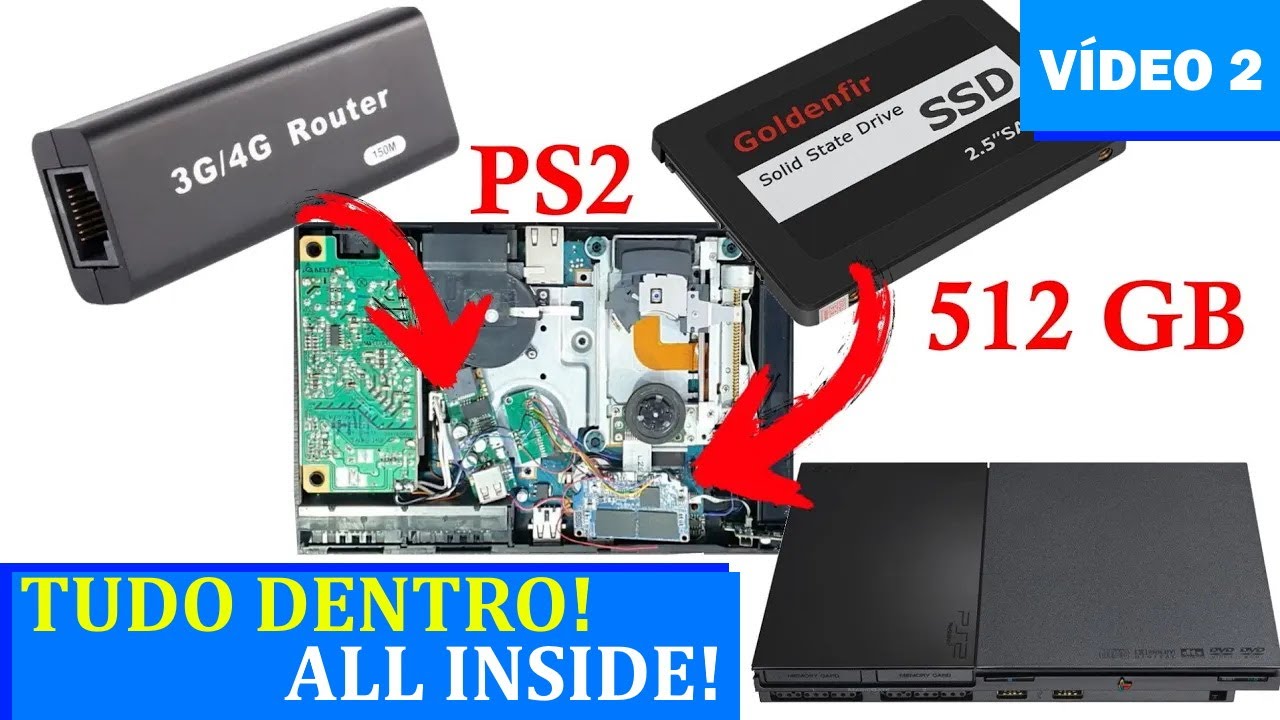 Playstation 2 PRO. Meti um SSD 512GB e um MINI ROUTER dentro do meu PS2 Slim, será que deu bom?