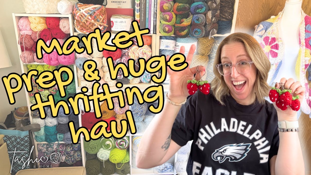 Market Prep Chaos 🤪 + HUGE Thrift Haul for Crochet Upcycling! 🧶 // Tashi at Home Vlog