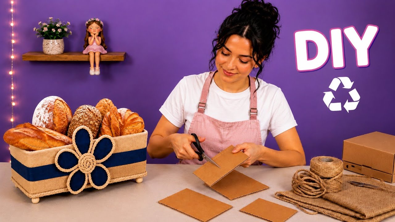 Turn Trash Into Treasure! 😍♻️ DIY Bread Basket with Cardboard & Jute Rope