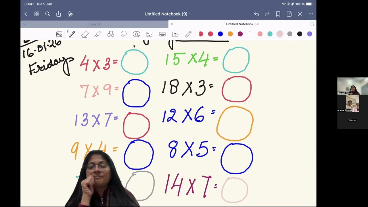 16 Jan 2026 - Tables (Mathematics) - 1A Online Classes - SR International Bareilly