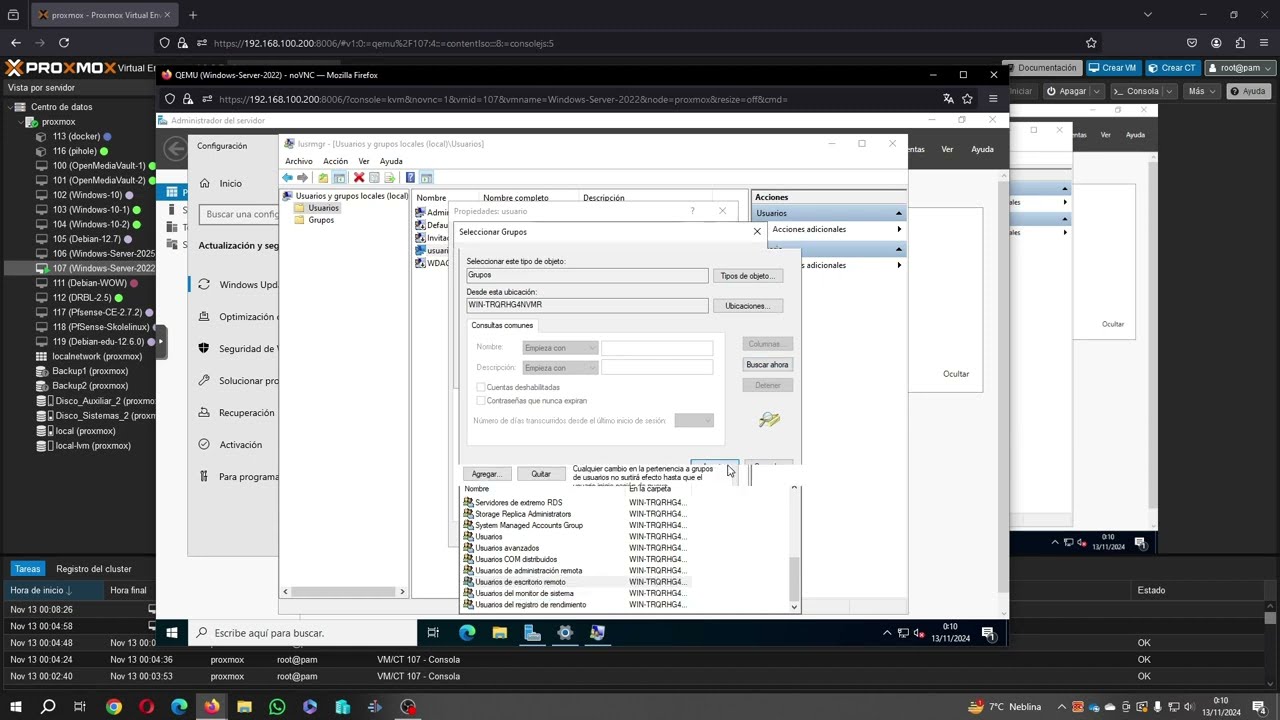 Windows Server 2022, Instalado sobre Proxmox...
