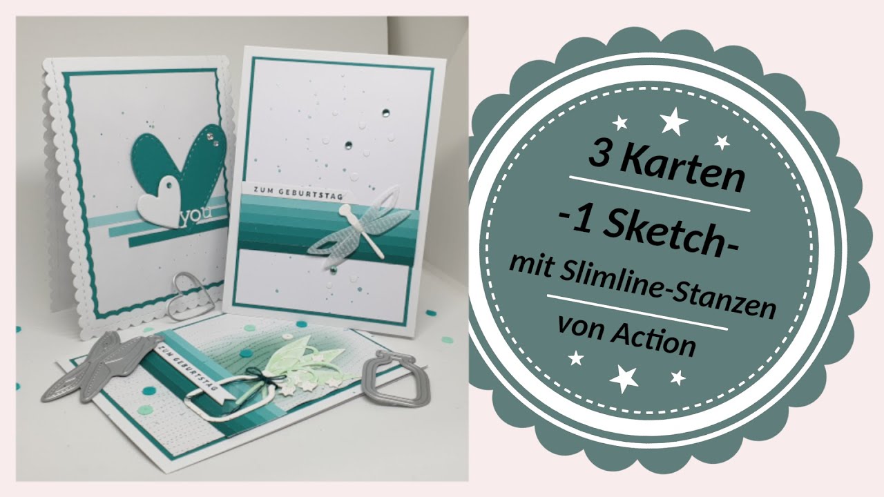 Karte nach einem Sketch mit Slimline Stanzen von Action