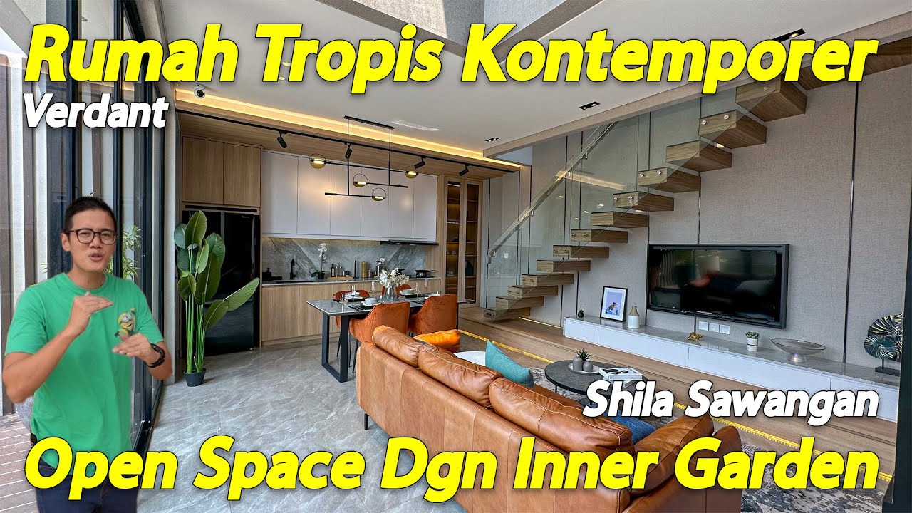 Rumah Modern Gaya Art Deco Open Space , Verdant 7x14 Shila Sawangan