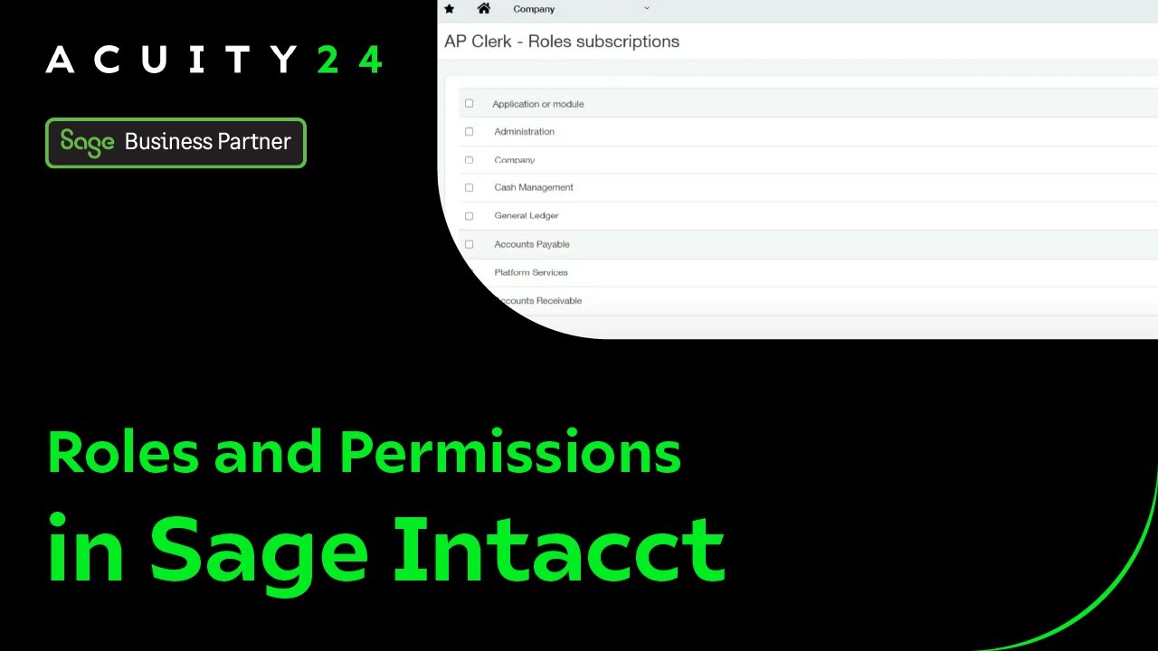 Roles and Permissions in Sage Intacct