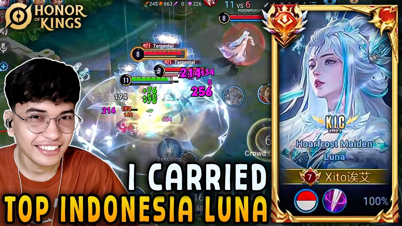 15 Kills Luna&hellip; I Carried My Whole Team (Perfect Combos)| XITO | Honor of Kings Indonesia