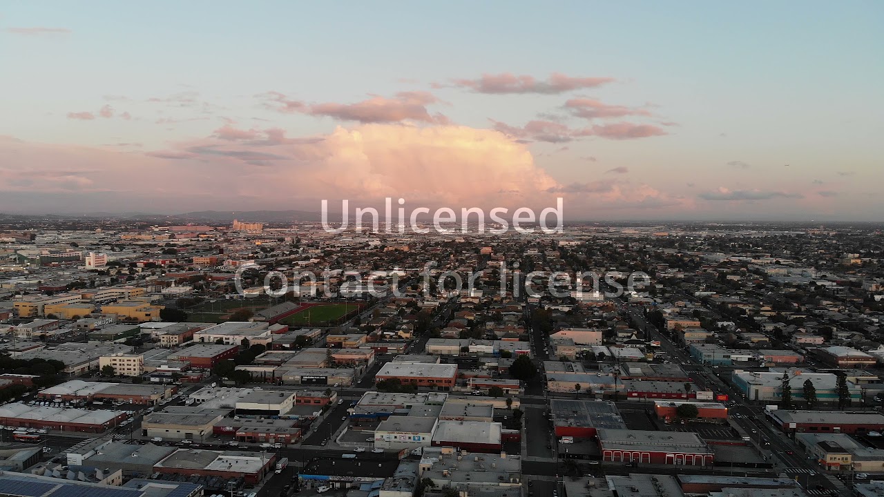 4K West Los Angeles City Interstate Sunset Aerial Pan