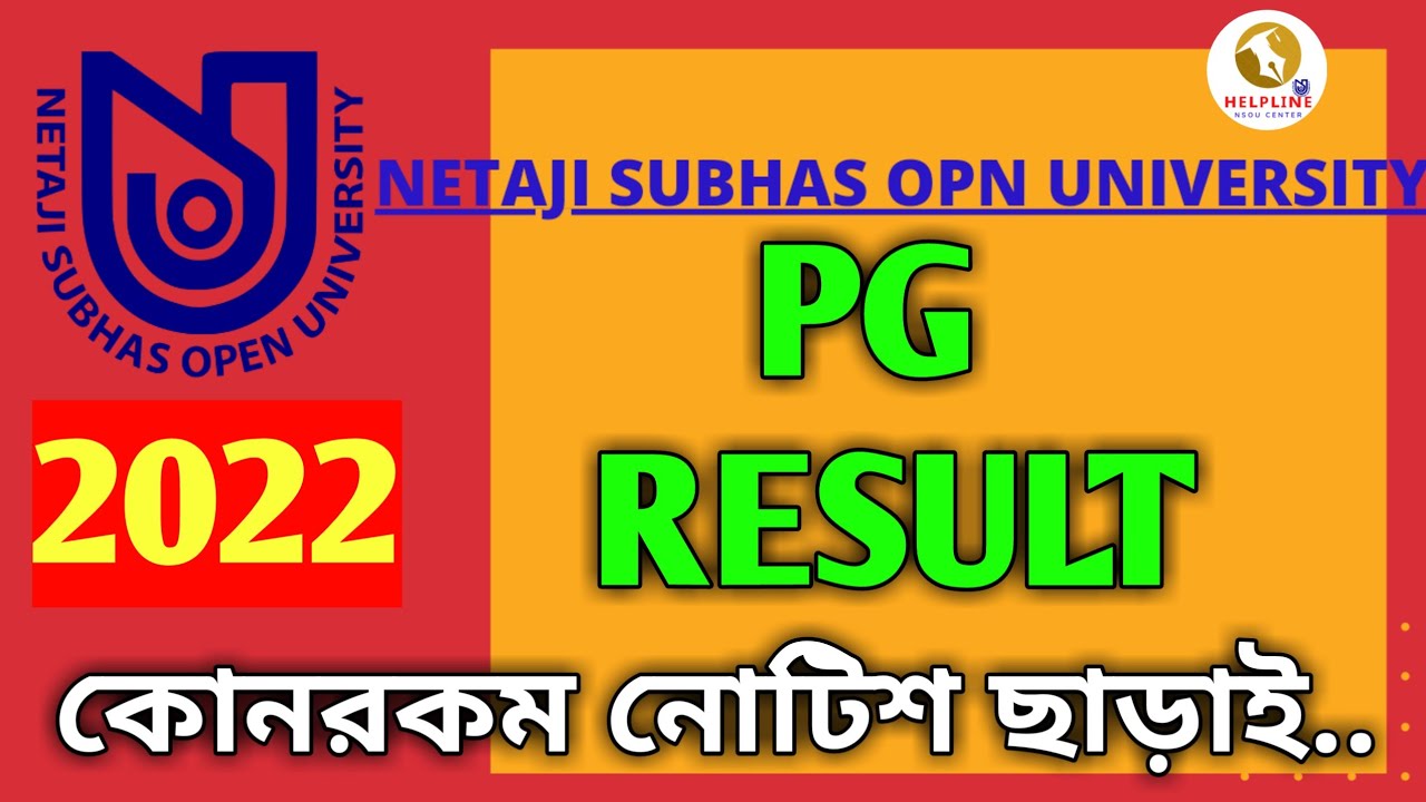 PG result published 2021-2022||Netaji Subhas Open University