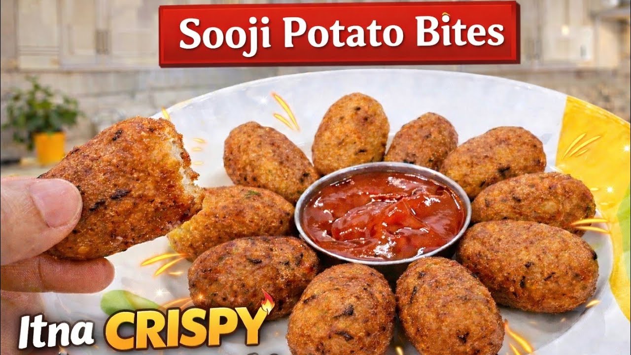 Crispy Sooji Potato Bites Recipe 😍 | Aloo Sooji Snacks at Home | Easy & Tasty