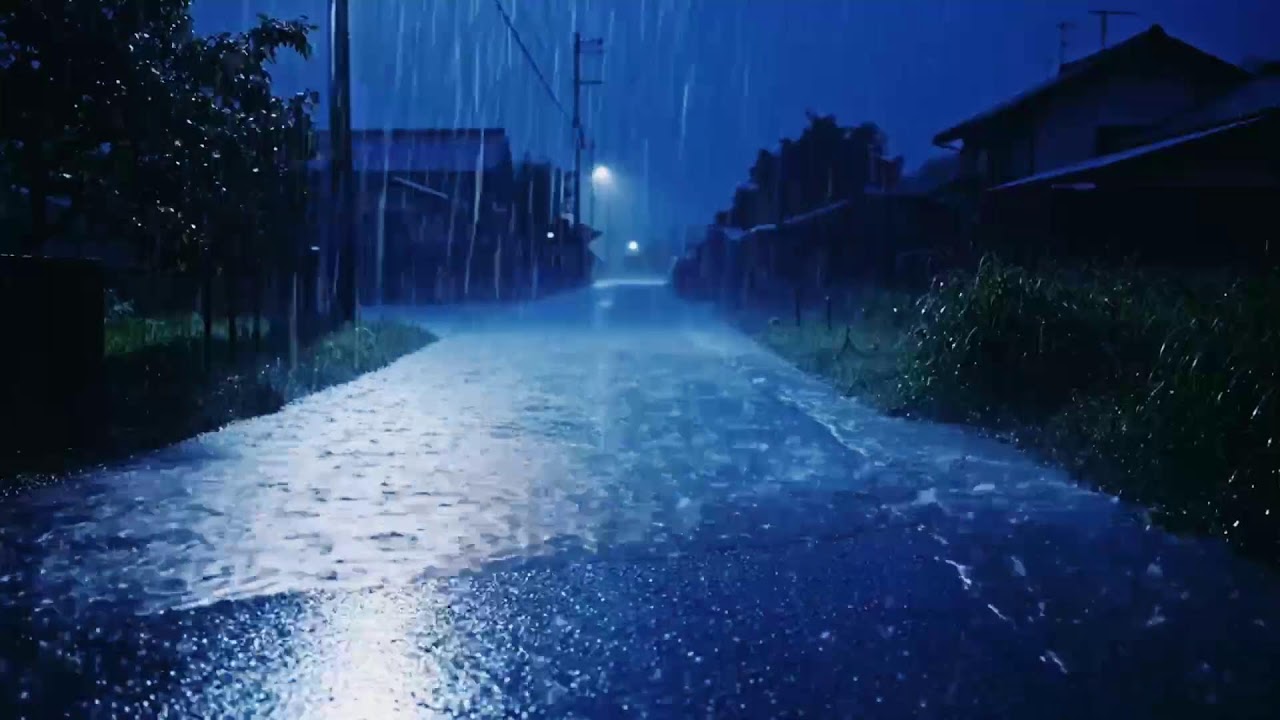 Peaceful Heavy Night Rain ASMR on Tin Roof, Dense Neighborhood Sounds to Sleep Better 239