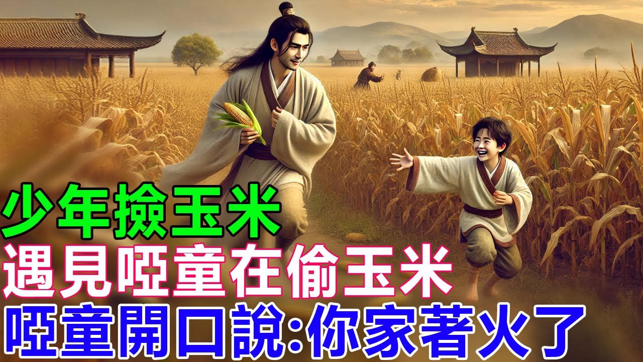 民間故事：少年撿玉米，遇見啞童在偷玉米，啞童開口說：你家著火了