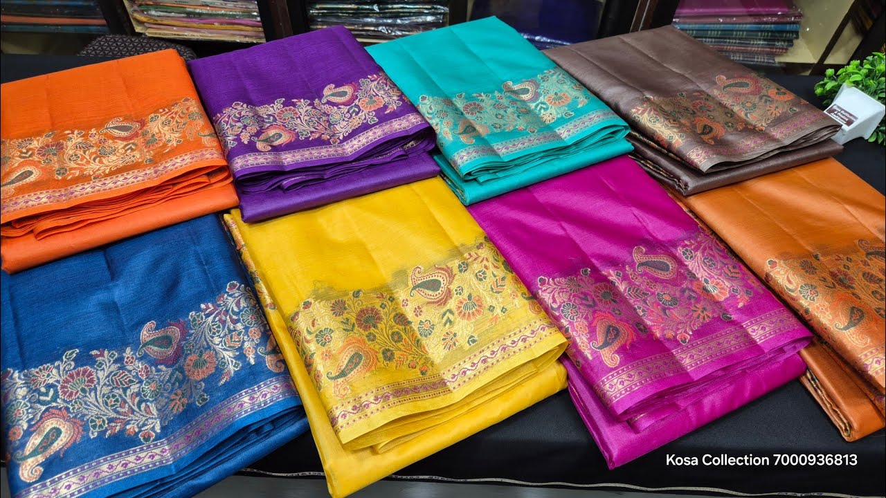 New pattern Kosa Silk Saree With Zari Work Aachal Border | Chhattisgarh Tussar Silk Zari work Saree