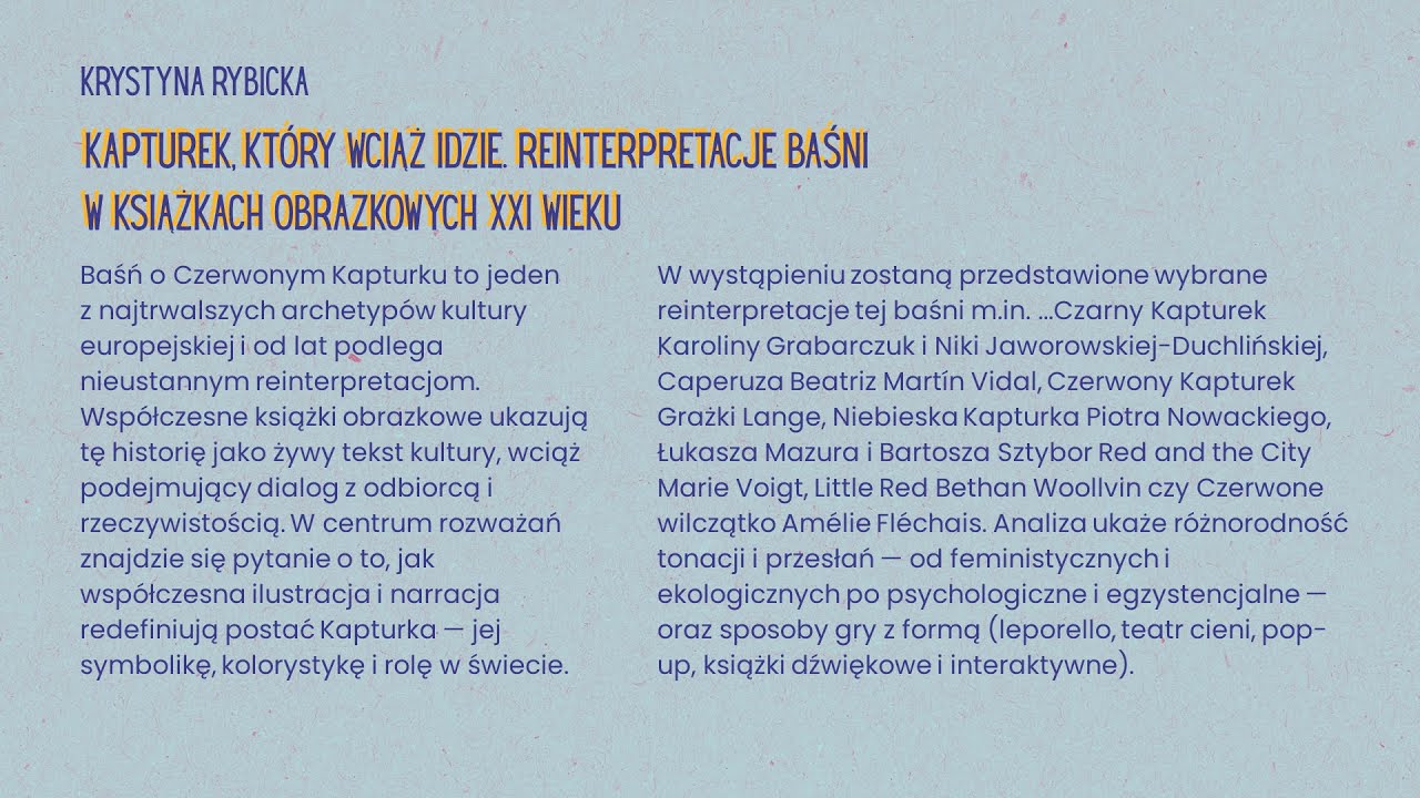 Kapturek, który wciąż idzie. Reinterpretacje baśni w książkach obrazkowych XXI wieku