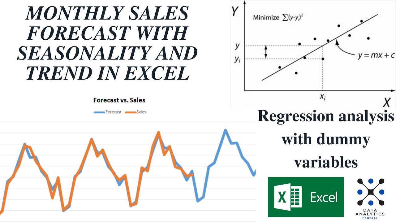 Monthly Sales Forecast with Seasonality and Trend - EXCEL regression with dummy variables