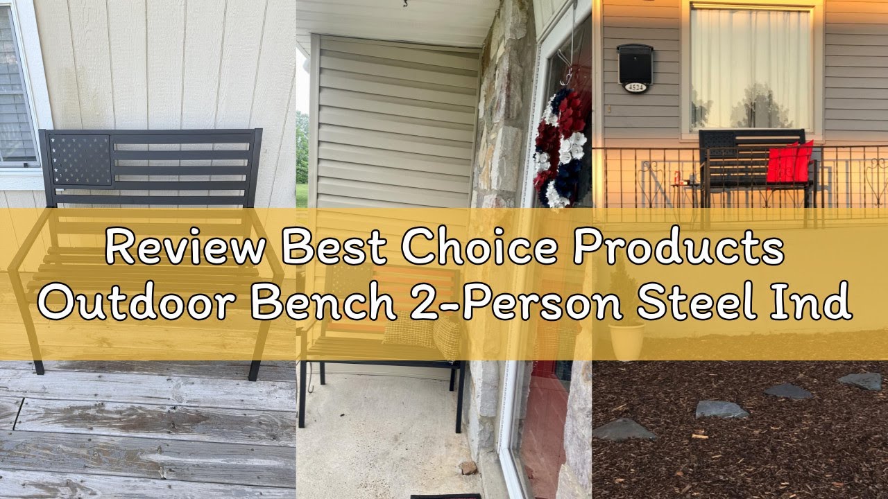 Review Best Choice Products Outdoor Bench 2-Person Steel Indoor/Outdoor Bench for Garden, Patio, Por