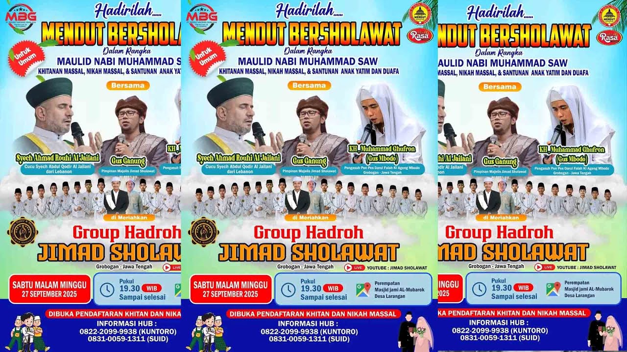 LIVE MENDUT BERSHOLAWAT & MAULID NABI MUHAMMAD SAW KHITANAN MASSAL NIKAH MASSAL-SANTUNAN ANAK YATIM.