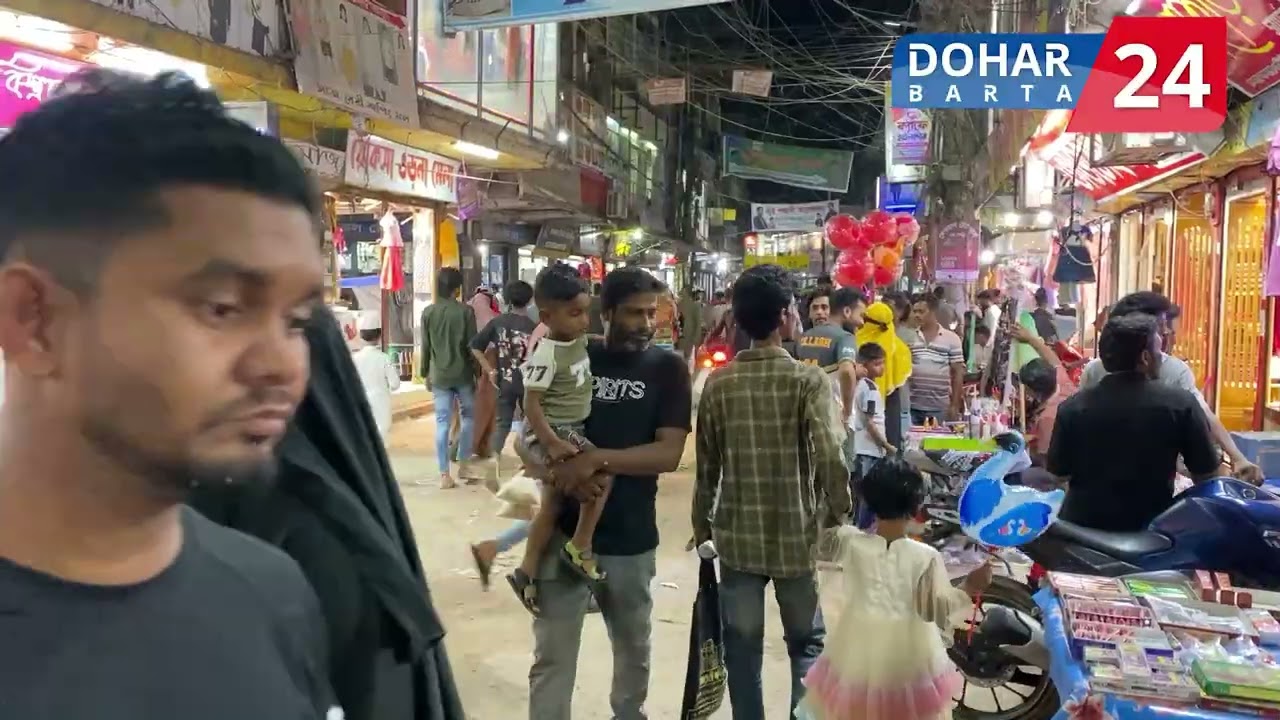 রাতেও জমজমাট জয়পাড়ার ঈদ বাজার। Dohar Barta24