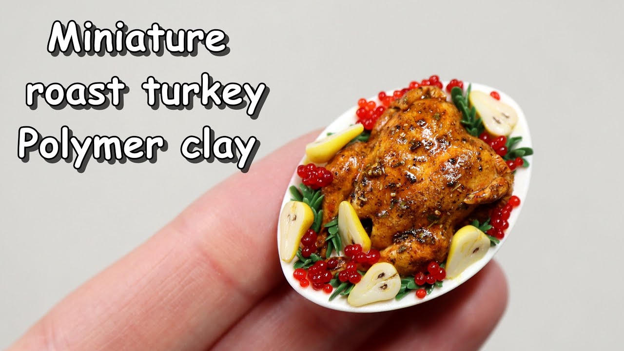 Miniature roast turkey🍗 Polymer Clay🤎