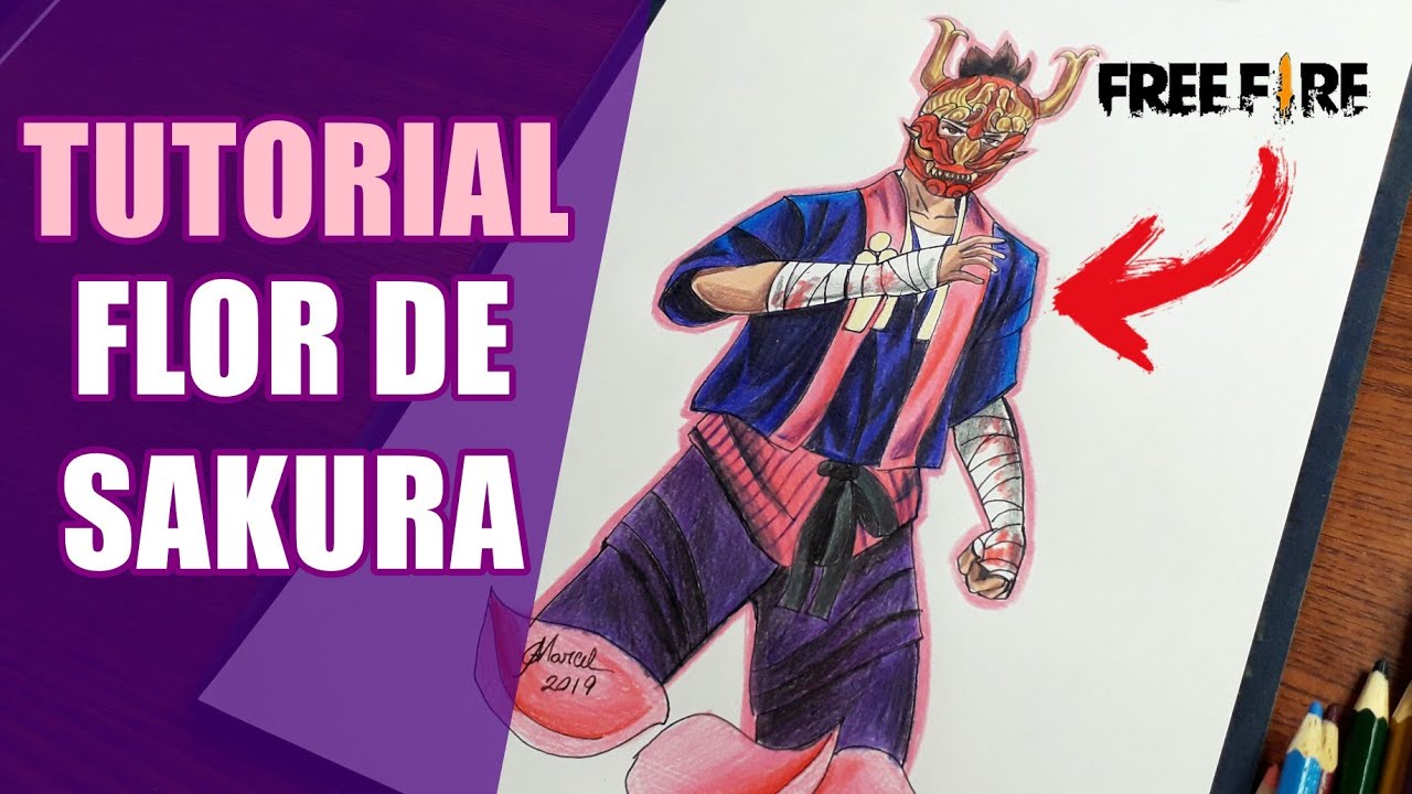 COMO DESENHAR A SKIN DO PASSE FLOR DE SAKURA FREE FIRE - Cómo dibujar  Free Fire