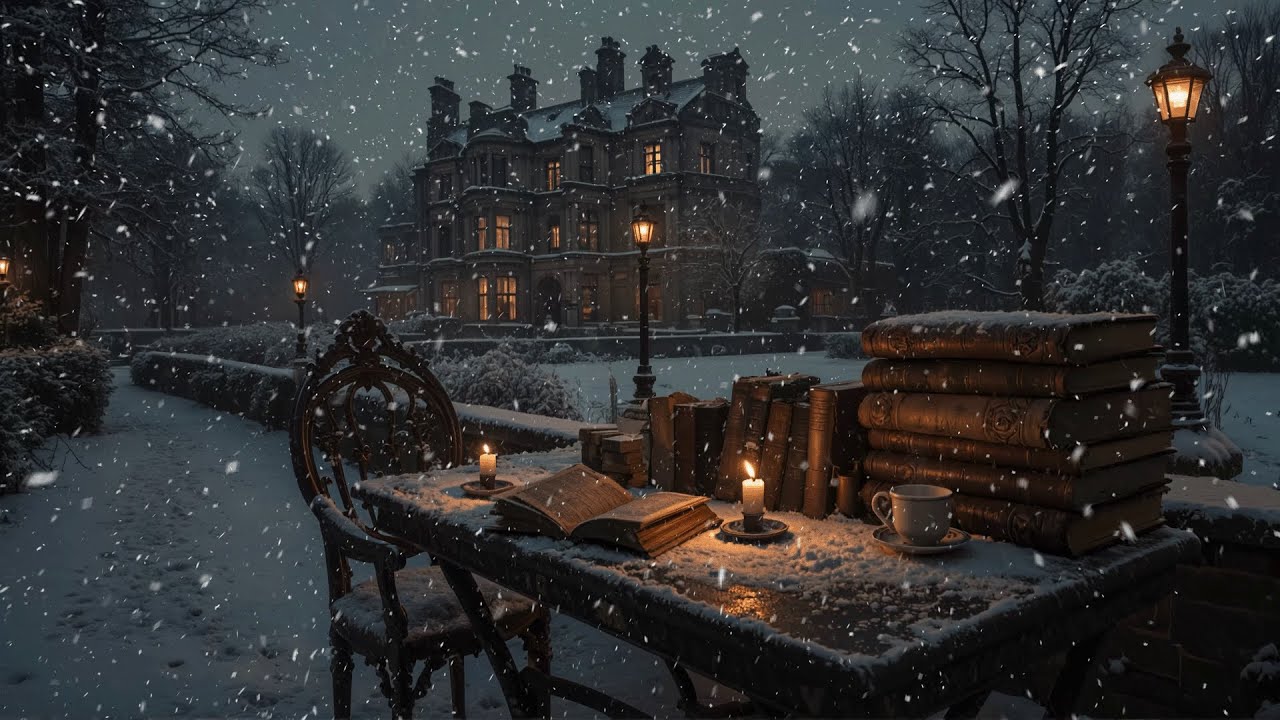 Studying by Candlelight at a Snowy Victorian Manor | Nostalgic Dark Academia| Haunting Piano & Cello