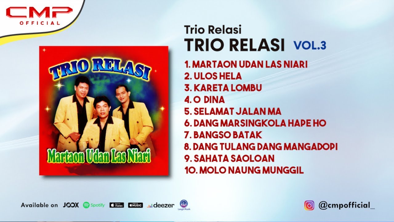 FULL ALBUM LAGU BATAK TRIO RELASI VOLUME 3 - MARTAON UDAN LAS NIARI