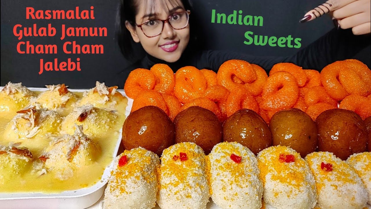 Eating Rasmalai, Gulab Jamun, Jalebi | Big Bites | Asmr Eating | Mukbang | Indian Sweets Asmr