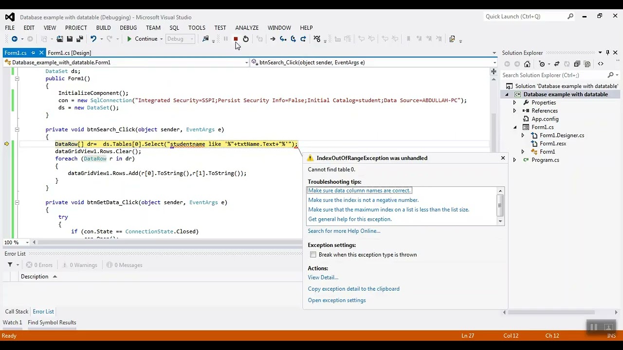 VP Wk 10  2 Data Search In Datatable Or Offline