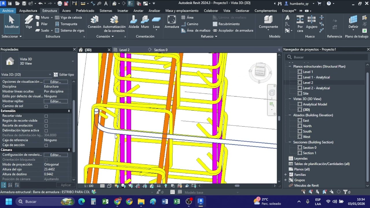 Curso REVIT ESTRUCTURAS 2026 | Clase 13: Acero de Refuerzo para Viguetas @QUINTEROS.H