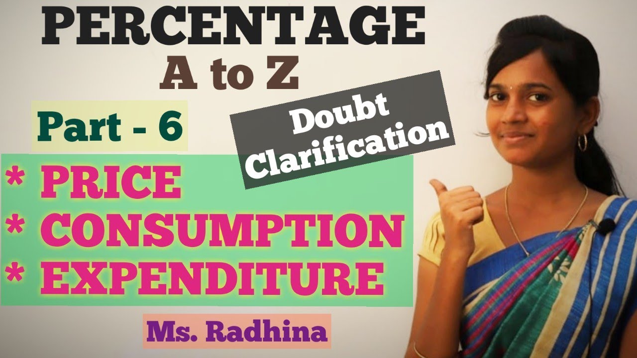 PERCENTAGE | A to Z | Part - 6 | PRICE, CONSUMPTION & EXPENDITURE | Ms. RADHINA