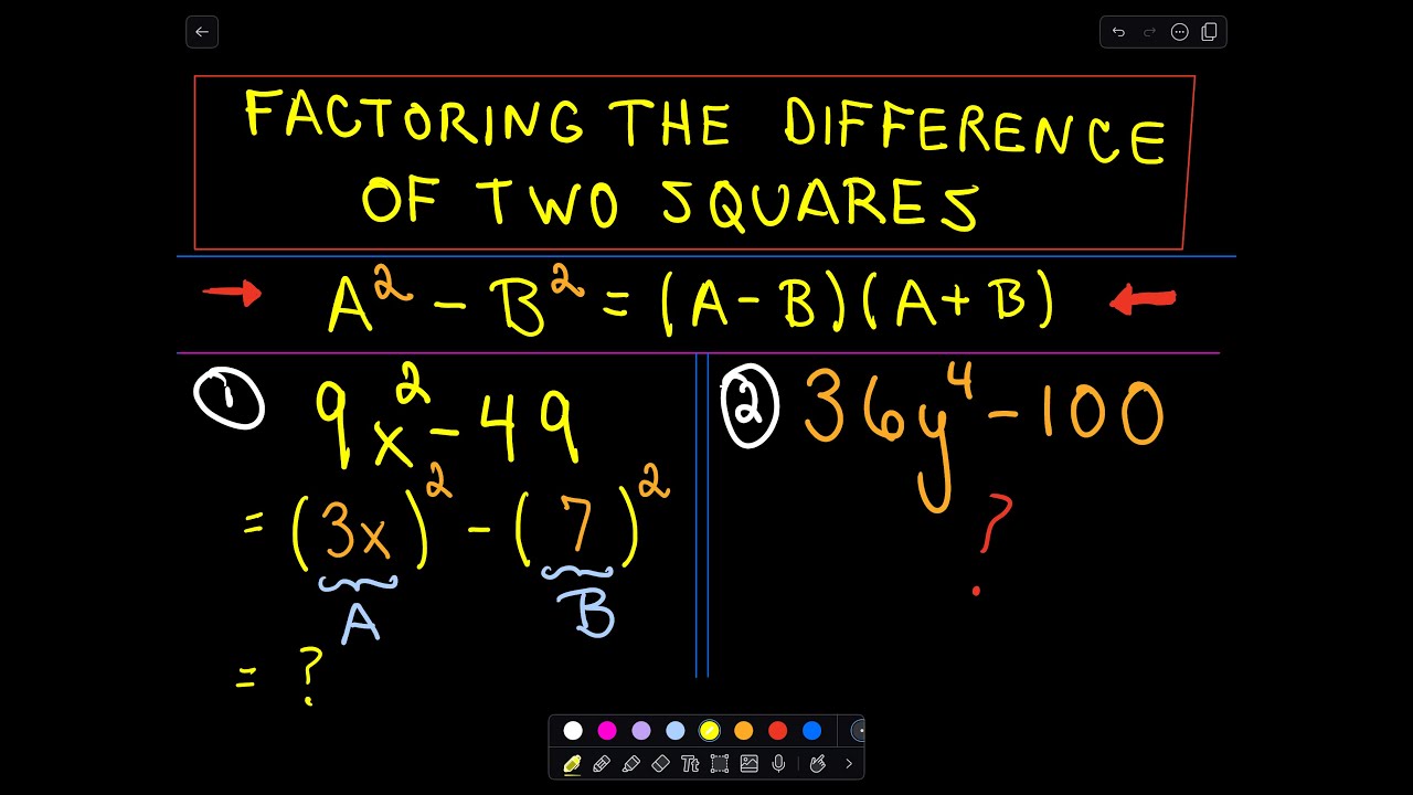 Factoring the Difference of Two Squares - Ex 1