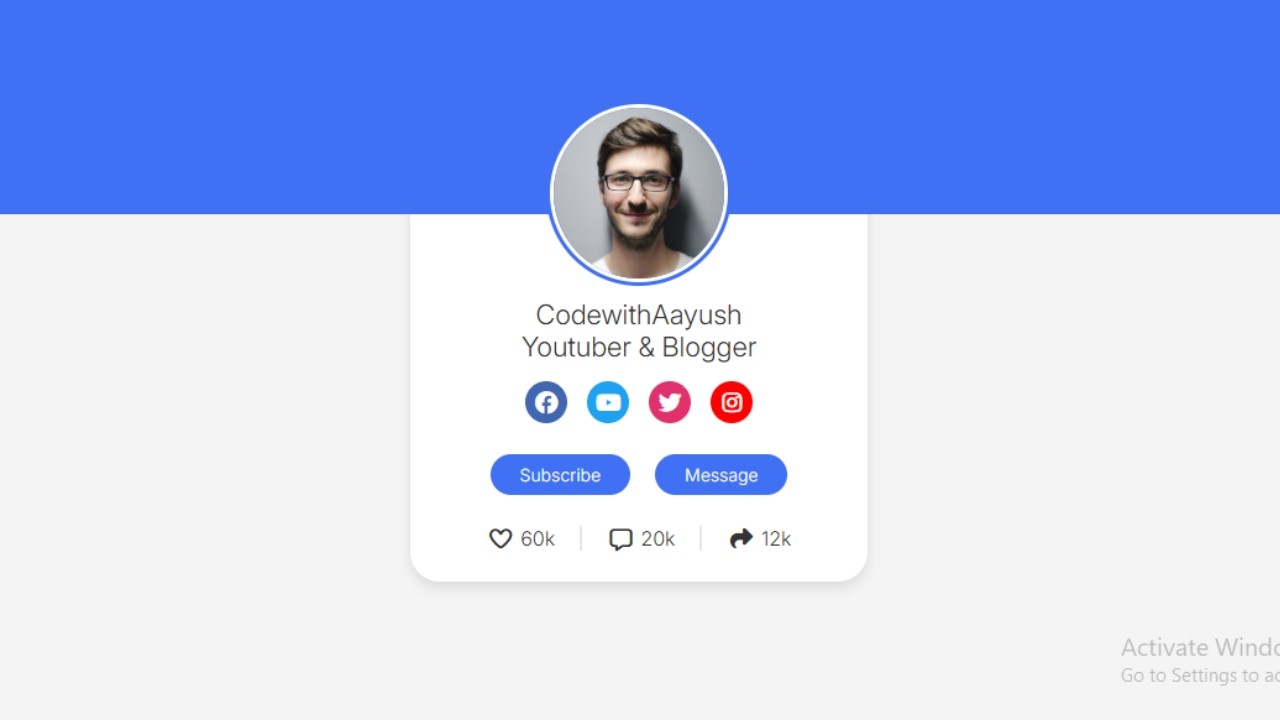 How to create Responsive profile card with in 29 minute