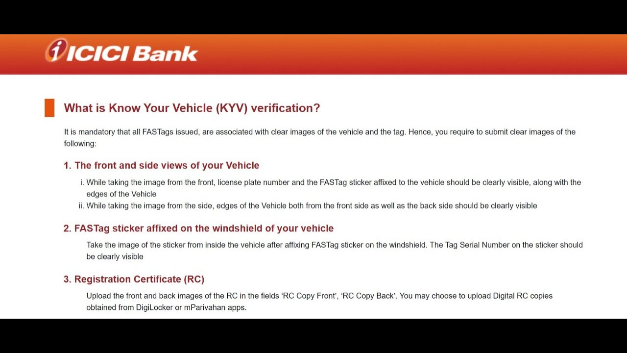 ICICI FASTAG KYV Upload_Video Guide