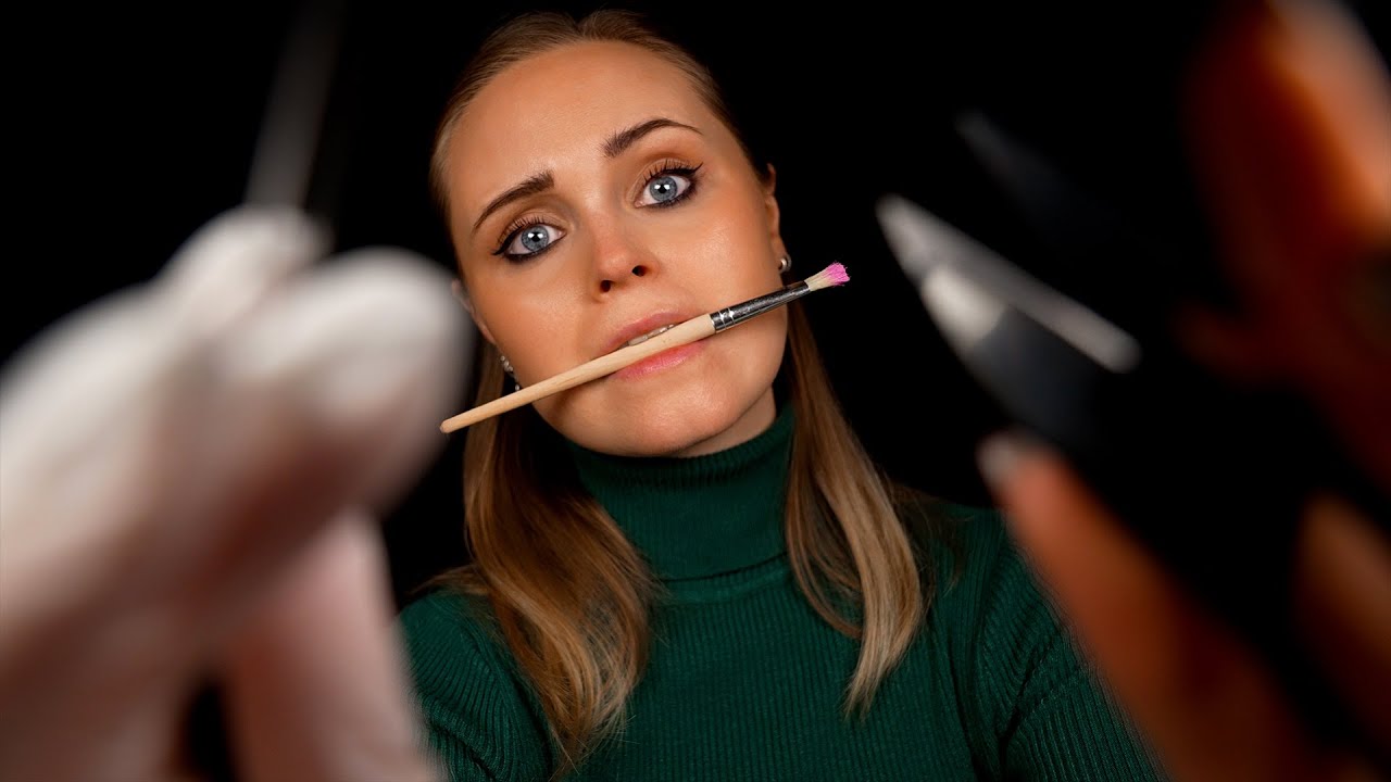 ASMR | Fixing your FACE (tweaking, snipping, picking...)