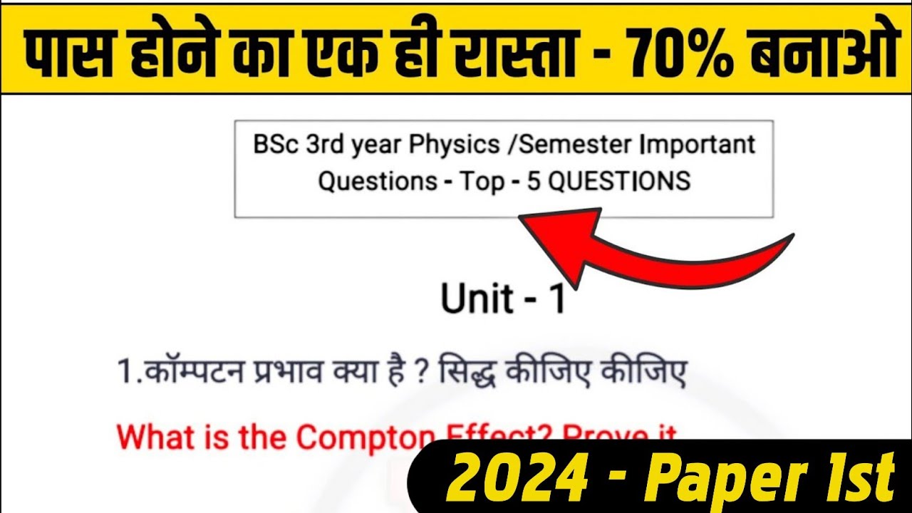 Top 5 IMPORTANT Questions | Bsc 3rd year physics Important questions 2024 | Paper 1| rd study facts