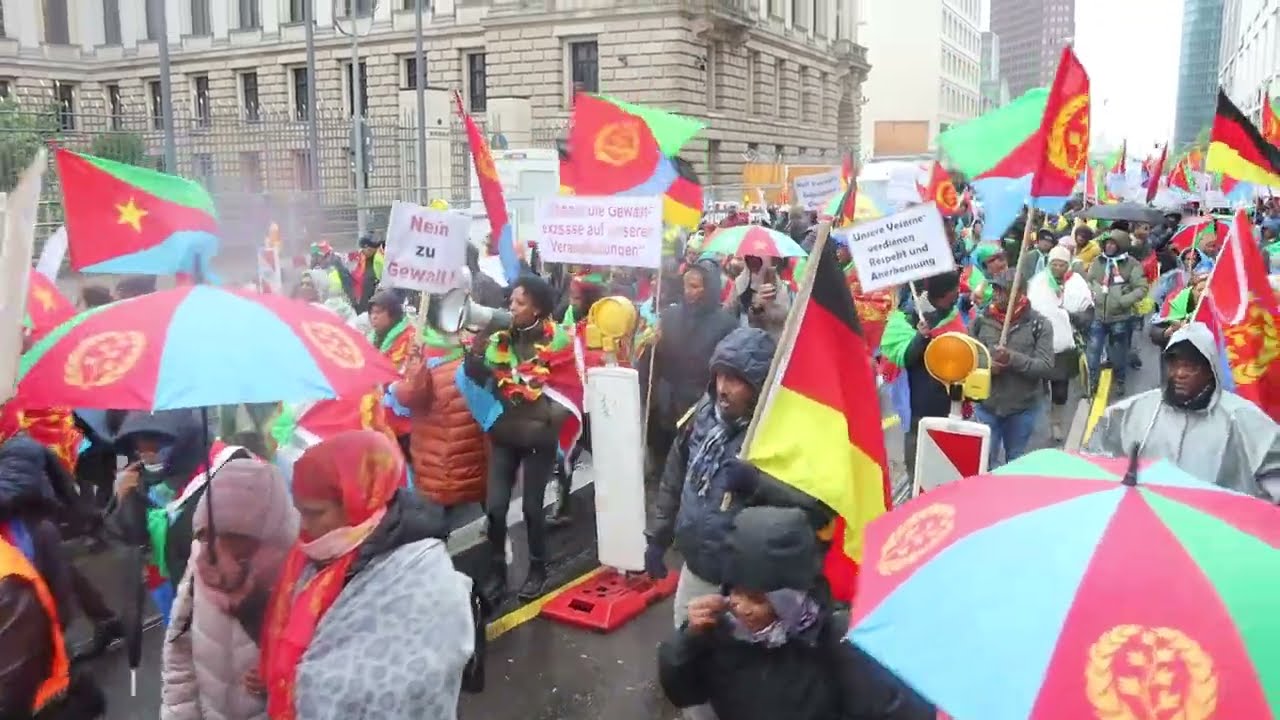 Eritreans Demonstrate in Berlin against violent attacks to their Community Events.