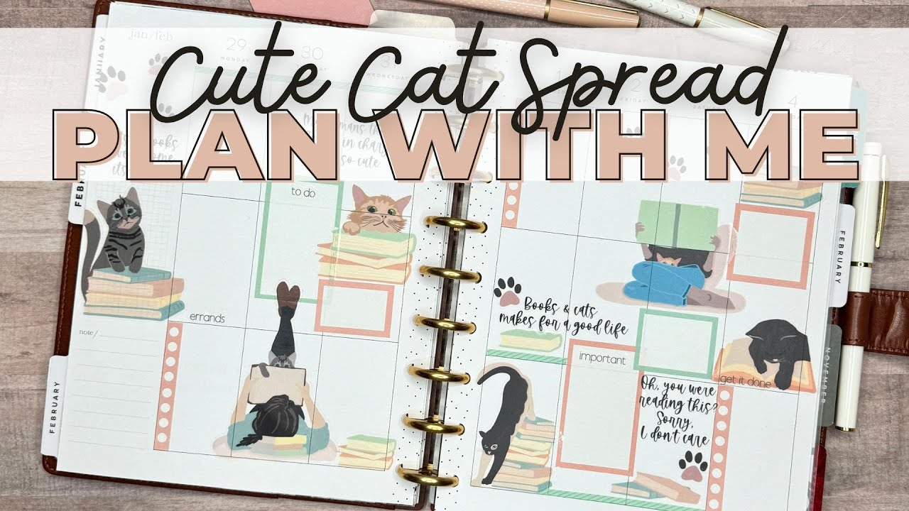 PLAN WITH ME - CLASSIC VERTICAL HAPPY PLANNER - CATS & BOOKS SPREAD LET'S PLAN WITH SARAH