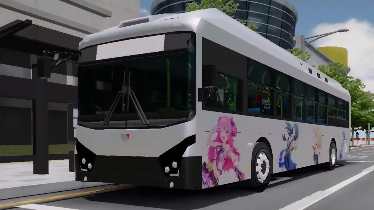 [3D 운전게임] 우진산전 아폴로 전기버스 (프로젝트 세카이 테마 차량) 운행 (용산역 ~ 버스 차고지)