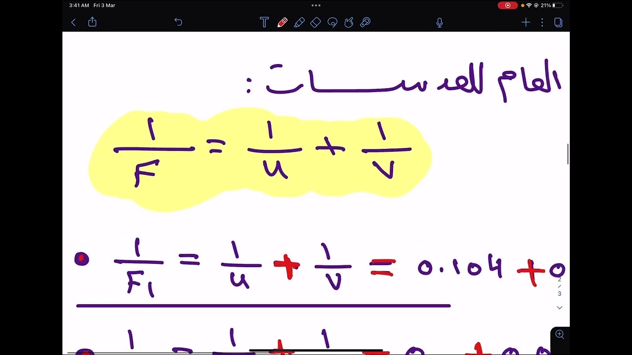 الفيزياء العملية/ تجربة البعد البؤري