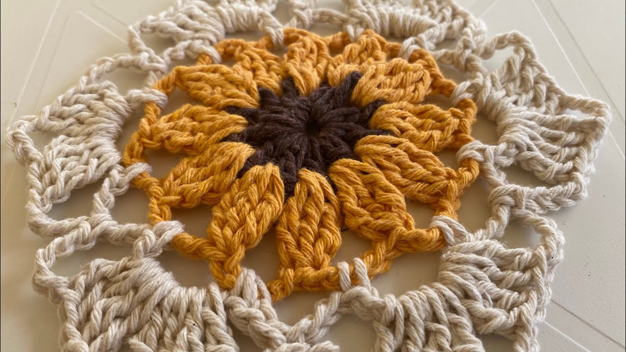 HEXÁGONO EM CROCHÊ FÁCIL DE FAZER flor Girassol /easy crochet