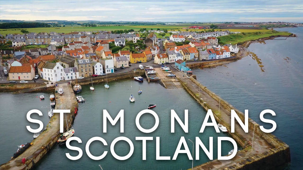St. Monans East Fife - Coast of Scotland in 4K drone video.