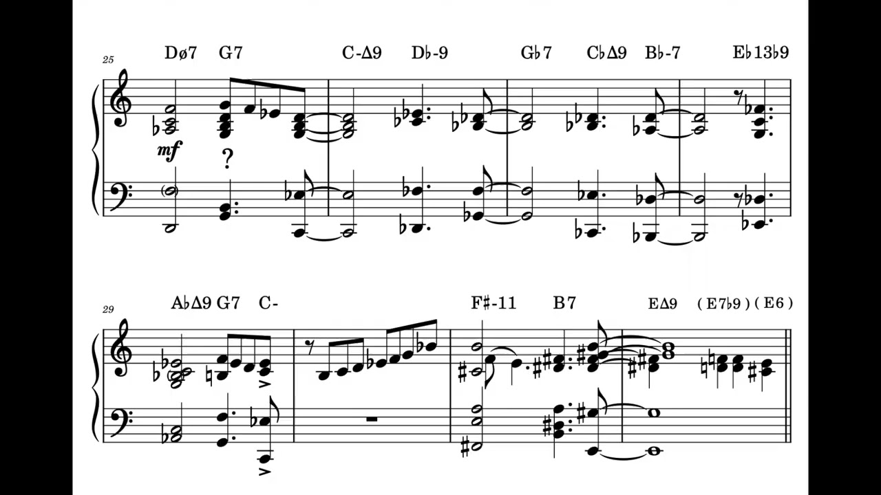 Martha's Prize- Cedar Walton jazz piano transcription (melody only)