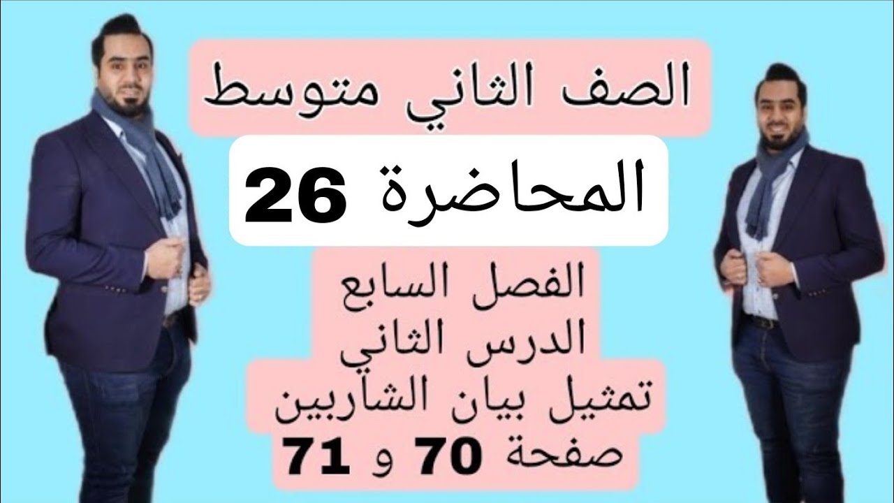 الصف الثاني متوسط المحاضرة  18 الفصل السابع التمثيل البياني لبيان الشاربين صفحة 71 و 71 #أستاذ_ياسر