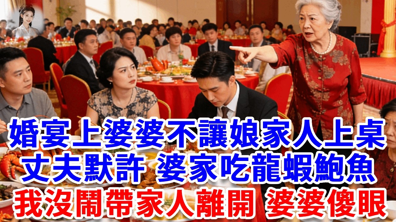 婚宴上婆婆不讓娘家人上桌吃飯，丈夫默許 婆家龍蝦鮑魚，說娘家的只配打包剩菜，我沒鬧 帶家人離開，婆婆傻眼：婚宴500萬誰付！#思妤說故事#為人處世#生活經驗#情感故事#晚年哲理#說故事#完結文#原創