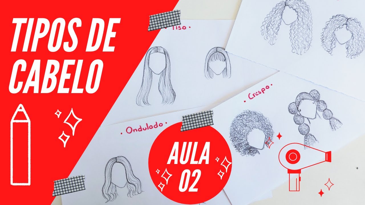 AULA 02 | COMO DESENHAR 4 TIPOS DE CABELO (FÁCIL) | CROQUI DE MODA