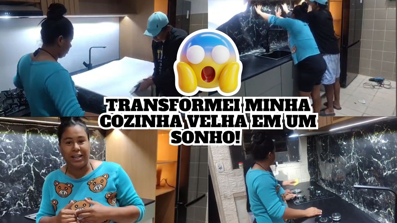 TRANSFORMEI MINHA COZINHA VELHA EM UM SONHO! Você não vai acreditar no ANTES e DEPOIS 😱